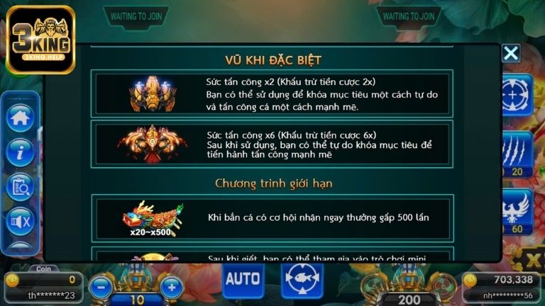 Các tính năng và vũ khí đặc biệt trong game Super Star 3KING