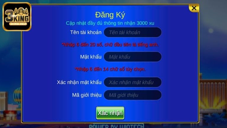 Hướng dẫn đăng ký 3KING chi tiết cho người mới