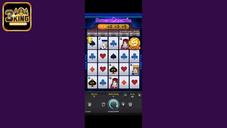 Super AceWin 3KING là slot bài Tây hiện đại, hấp dẫn